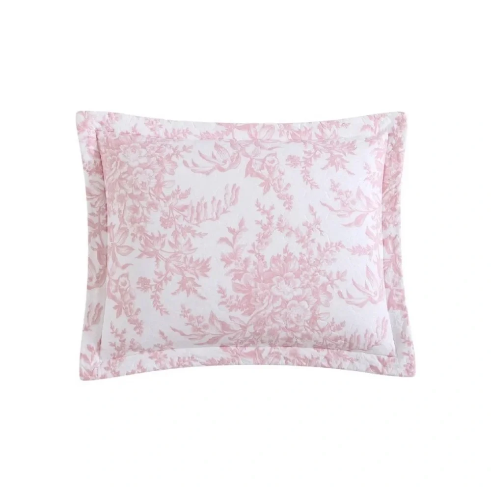 3pc Coquette KING Cotton Quilt Set Pink Bedford Laura Ashley